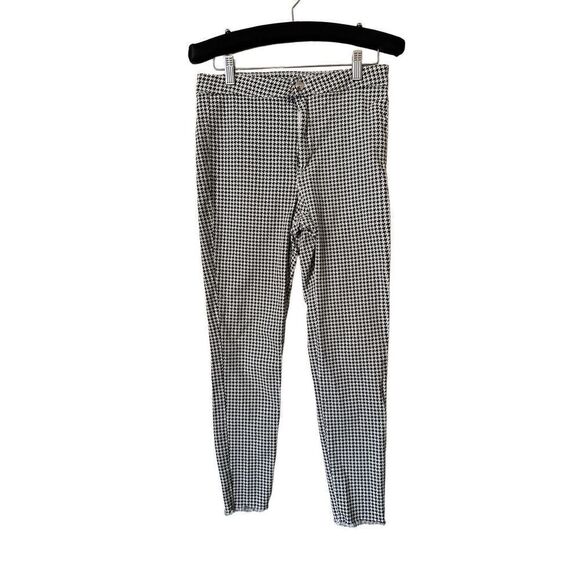 H&M DIVIDED Black White Houndstooth High Waist Super Skinny Ankle Jeans Size 8 - Picture 1 of 6